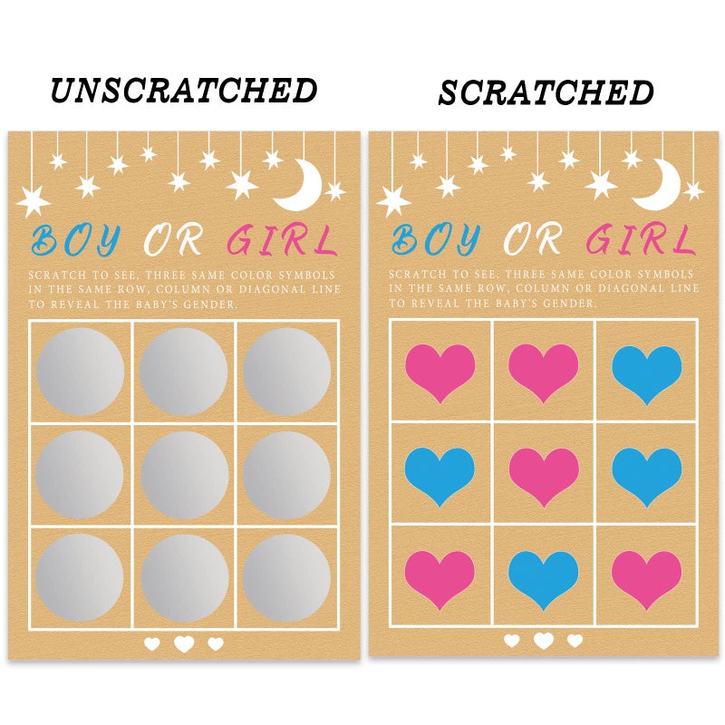 Senfaro Its a Girl Tic Tac Toe Board Gender Reveal Scratch Off Scratcher Lottery Tickets Cards Double Sided Gender Announcement Cards Family Friends Baby Shower Game 25 Pack - Image 2